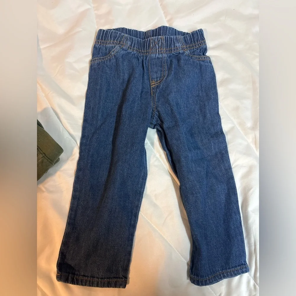 Set of 3 Kids Sweatpants - Blue jeans, Green, and Tan sweatpants 24 months